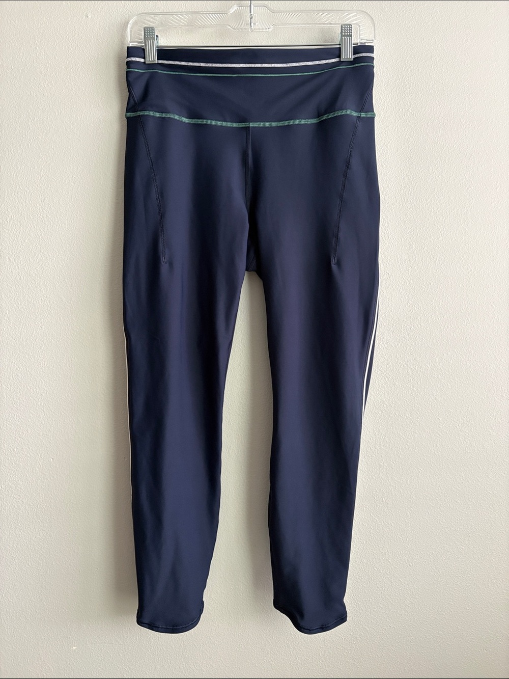 Athleta Pacesetter 7/8 Stripe Tight Leggings - Women’s Medium Blue & Green
